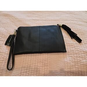 NWT INC Wristlet BLACK with Suede Tassel Adornment